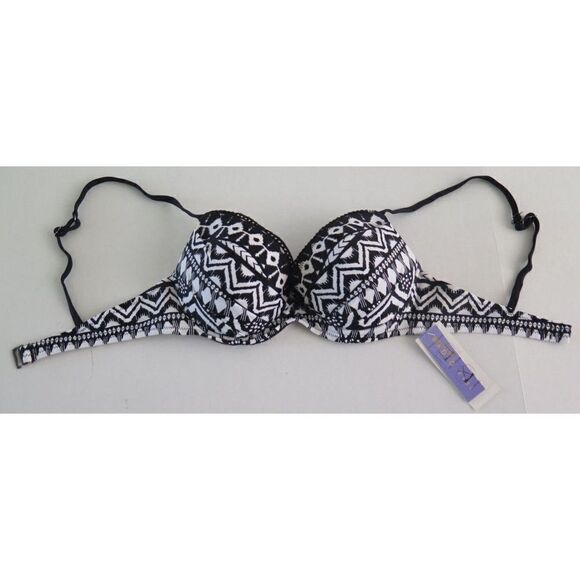 Radio Fiji W730660 Women's Sz M Black/White Flying Solo Luna Bra Swim Top - Picture 3 of 8